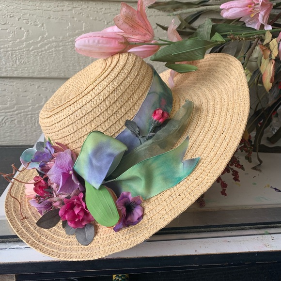 Artisan Accessories - Artisan Upcycled  Tan  wide brim Straw round sun hat, HPx2